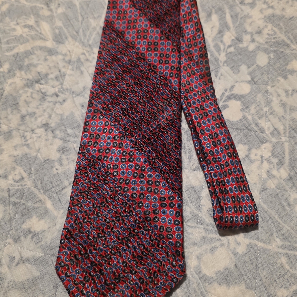 Stefano Ricci Red and Teal Geometric Tie Pleated